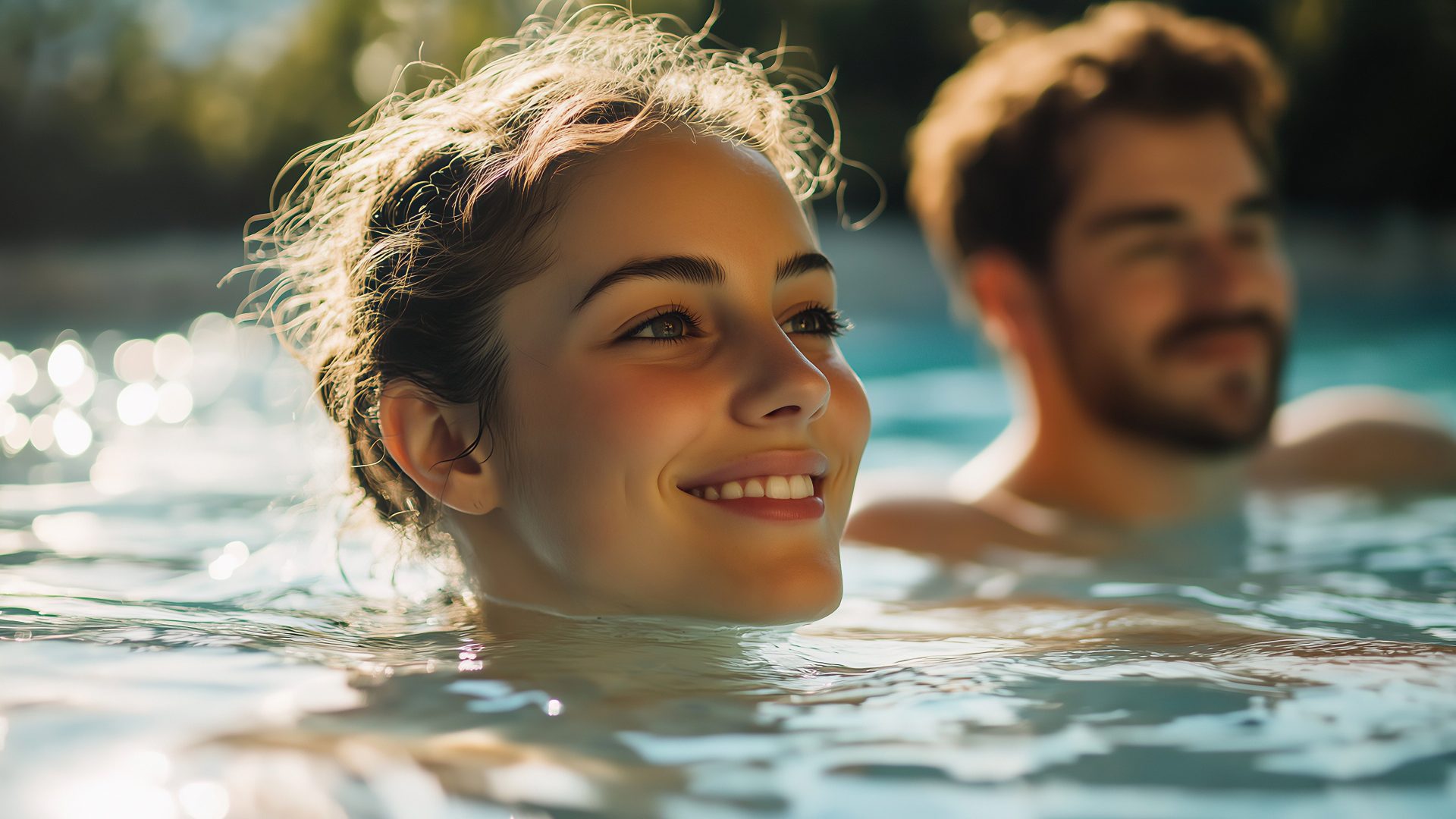 The Starzlachauern outdoor swimming pool in the climatic health resort of Wertach