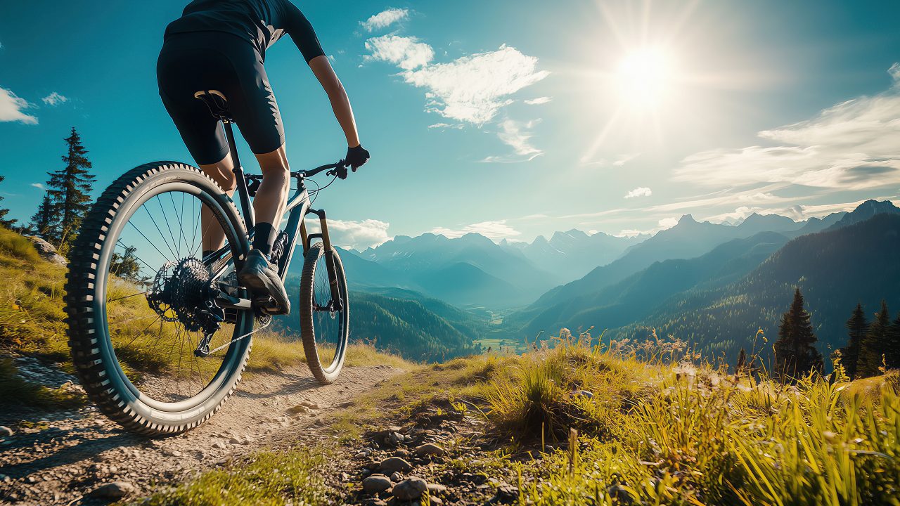 Mountainbike op een bergpad