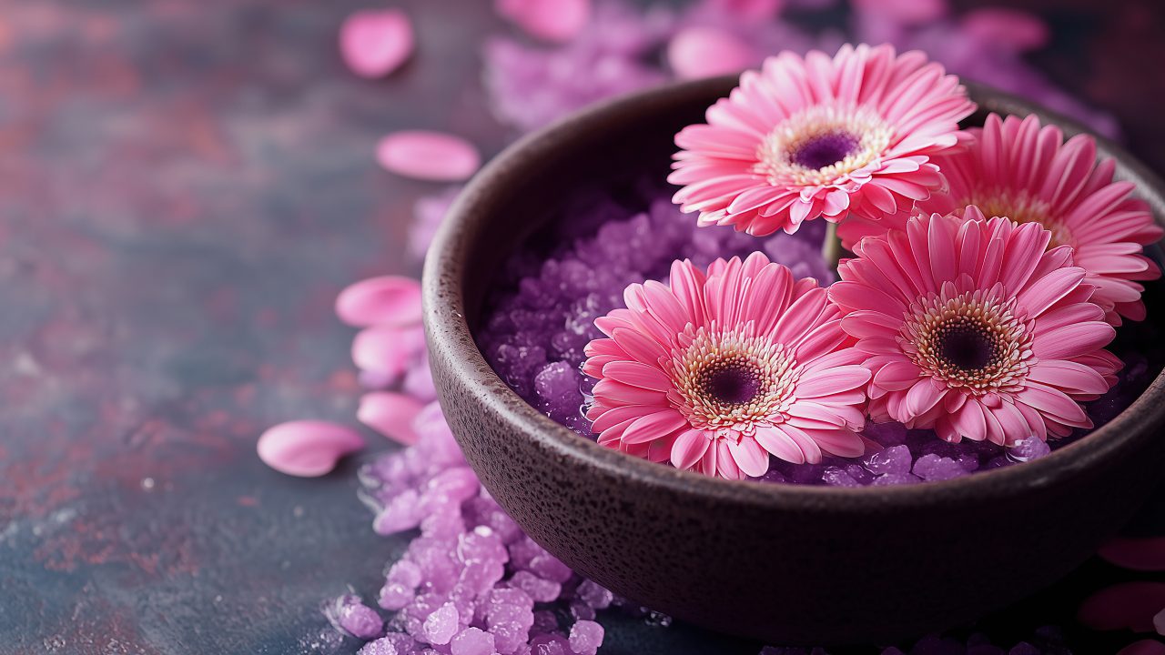 Bowl of flowers in the relaxation area